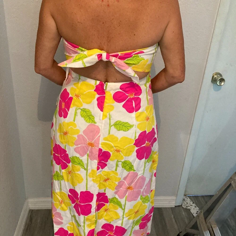 Lilly Pulitzer White Strapless Floral Sundress - Pink, Yellow, Green - Picture 2 of 4